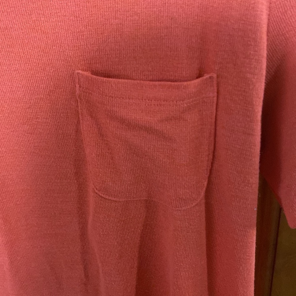 BANANA REPUBLIC • Size M• Dark Salmon Scoop Neck Knit T-Shirt w/ Pocket - Picture 2 of 5